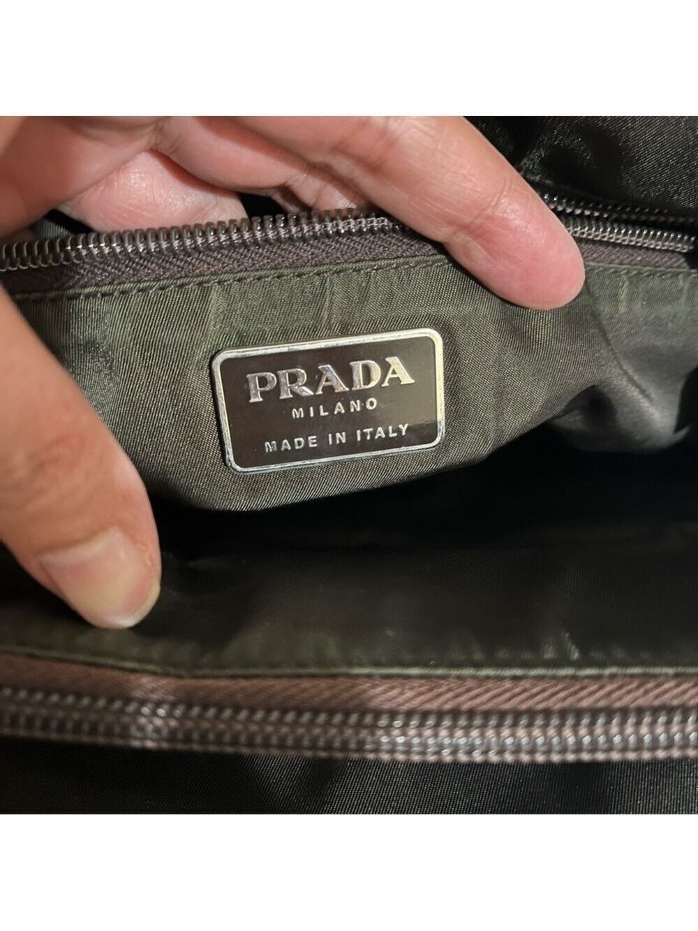 PRADA TESSUTO GREEN NYLON HANDBAG - Picture 9 of 11